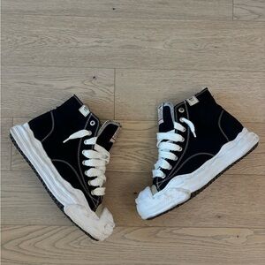 Miharayasuhiro Black and White High-Top Sneakers Size 44 or Size 11 Men’s